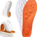 4D Cloud Insoles for Men Women, Breathable Memory Foam Cloud Massage Insoles,Arch Support & Cushioned Comfort,Relief Foot Pain,Trim to Fit All Shoe Types(1 Pairs-Orange, Men 12-13/Women 14-15)