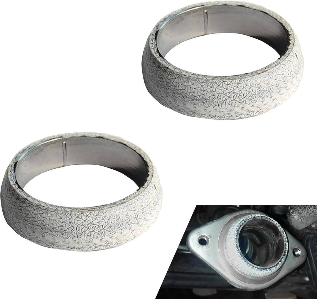 2PCS Exhaust Manifold Gasket, 2.56inch Sealed Exhaust Manifold Gasket, Prevent Leaking Between Exhaust Pipe and Exhaust Manifold, Universal Replacement Donut Gasket (65MM)