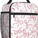 Pink Bow Tie Insulated Lunch Box for Kids, Small Cooler Lunch Bag lunchbox for School, Toddler Lunch Box for Girls, Waterproof Durable Portable Lunch Tote Bag Food Container for Travel Picnic Work
