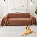 HAOMAIJIA Non Slip Couch Cover Sofa Covers for 3 Cushion Couch Washable sectional Couch Covers for Dogs pet Furniture Protector Couch Cover Blanket for Living Room (Brown, 71"x134")