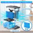 PSOS Dehumidifier, Dehumidifiers for Home, 98 OZ Water Tank, (1000 sq.ft) Quiet Dehumidifier for Basement Bathroom Bedroom with Humidity Display, Auto Shut Off, Relaxing 7 Color Ambient Light(Gray)