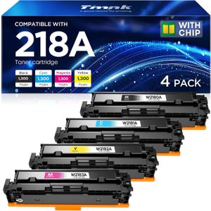 Compatible 218A Toner 4 Pack for 3301fdw 3301cdw
Compatible with HP Color Pro MFP 3301sdw 3201dw Printers, with Chip, 1300 Black / 1250 Color Pages