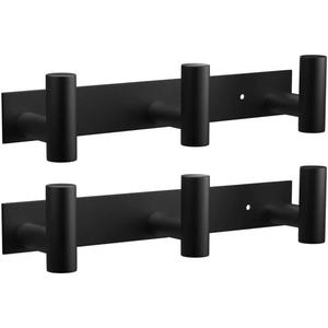 VAEHOLD Black Hat and Coat Wall Mount Rack - 3 Hooks for Robes, Bags, Keys, and Towels - Bathroom Towel Hanger Organizer (2 Pack)