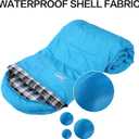 DESERT & FOX Cotton Flannel Sleeping Bags with Pillow, 4 Season Warm & Cold Weather Envelope Compression Sack, Lightweight & Portable, Backpacking Sleeping Bag for Outdoor Camping, Hiking, Traveling, Blue