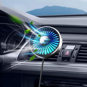 USB Car Vent Fan to Boost Cold Air in the Vehicle SUV Van RV Pickup Truck, Powerful 3 Speed Portable Car Cooling Clip Fan With Colorful Light Quiet Brushless Motor 360 Rotation