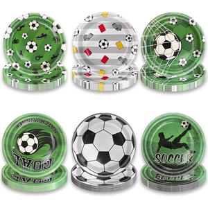 Soccer Party Decorations 60Pcs Soccer Paper Plates 7" Disposable Dessert for Kids Birthday, Sports Game Day, Sports Themed Soccer Party Supplies