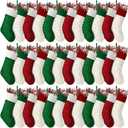 Hungdao 36 Pcs Christmas Stockings Bulk Mini Knitted Xmas Socks 8.3 Inch Rustic Double Sided Fireplace Hanging Stockings Vintage Mini Socks for Christmas Decoration (Multi Colors)