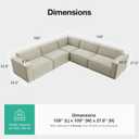 Novilla 109" Modular Sectional Sofa, No Assembly Cloud Sectional Couch with Smarts Coil® Support, Chenille Fabric L Shape Sectional Sofa, Boneless Couch for Living Room Apartment, Beige (5 Seat)