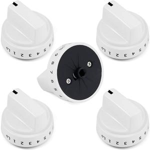 KIP 5G92 WB03X24795 Stove Knobs Cooktop Replacement Parts for GE Cooktop Gas Range Stove Top White Plastic JGBS66DEK3WW Electric Oven Control 222D5793 Knobs 5 Pcs