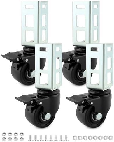 QWORK Storage Rack Caster Wheels, 2 Pack 3" Heavy Duty 1500 lb. Max Total Capacity Storage Shelf Accessories, Fit for Boltless Self Locking Shelving Racks