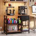 Homieasy 3D Printer Stand with Filament Storage, 39.4" x 23", Rustic Brown
