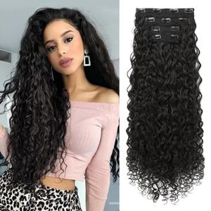 LONAI 4PC Clip in Hair Extensions, 100 Pure Protein Silk Curly Hair Extension for Women, 26 Inch Long Soft Natural Hair Extensions-Black Brown