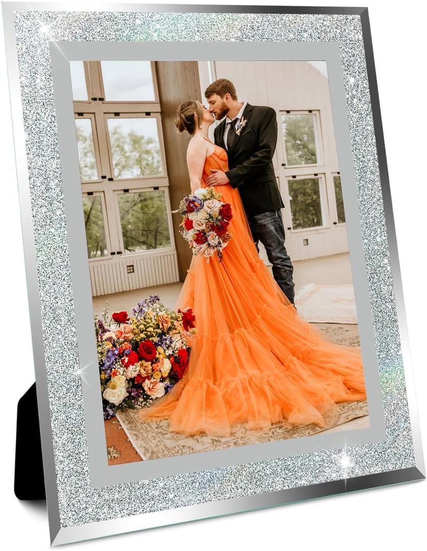 Glass Photo Frame 4x6 5x7 6x8 inch High Definition Vertical Horizontal Display Diamond Shiny Desk Table Shelf Wedding Decoration