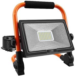 LTE 50W LED Work Light, 4300LM 500W Equivalent Portable Light IP66 Waterproof Outdoor Flood Lights 16.4FT Cable with Plug Switch, 5000K Daylight, Adjustable Job Site Lighting for Garage Workshop