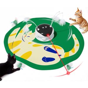 Gardner Pet Cat Toys Chargeable,5in1 Hide and Seek Automatic Interactive cat Toy, Chirping Moving Ambush Feather, Track Balls,Indoor Exercise Kicker 24 inch Cover for All Breeds,Cat Pattern