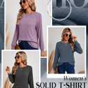 3 x Ficerd 3 Pack Women's Long Sleeve Shirts, Cotton Crew Neck Tunic Tops Casual Loose Fit Pullover Sweatshirts Curved Hem Shirts (M)