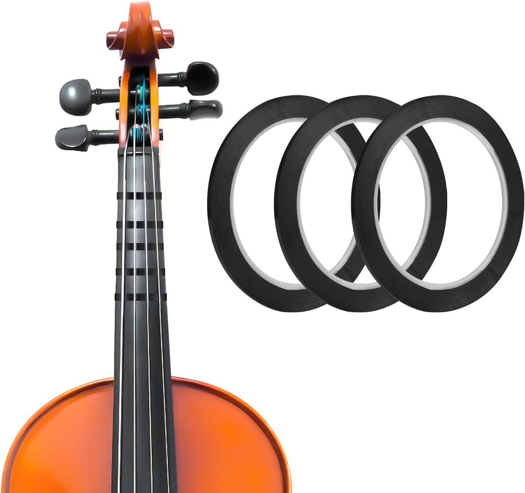 3 Rolls Violin Fingering Tape, 3mm Violin Finger Tape Cello Violin Fingerboard Stickers Finger Guide for Violins & Various Orchestral Instruments Fretboard Note Positions (Black)