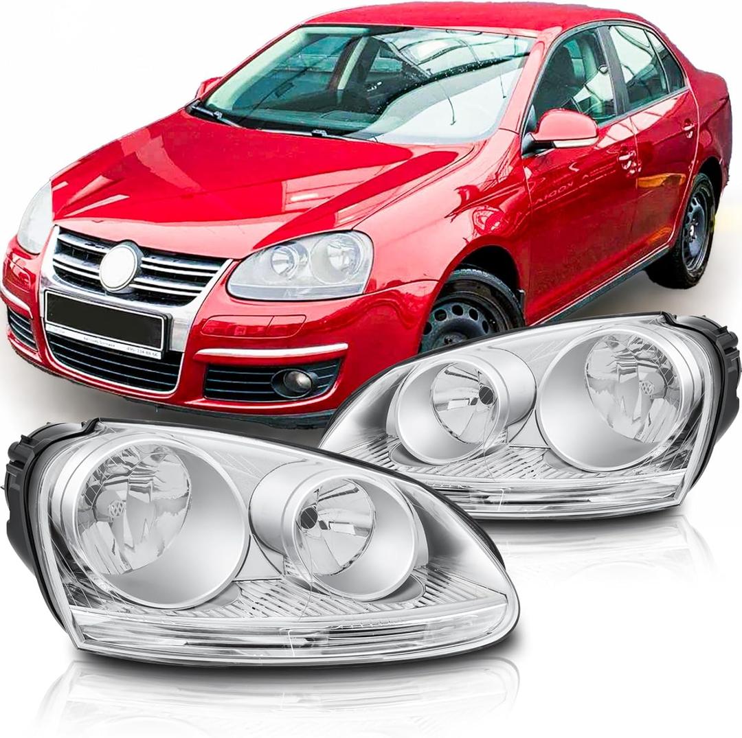 ISHARINGAUTOPARTS Headlights Assembly Compatible With 2005 2006 2007 2008 2009 2010 Volkswagen Jetta & 2006-2009 Volkswagen GTI/Rabbit Right+Left