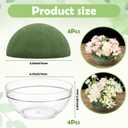 Acellegic 4 Pcs Floral Foam Half Ball with Clear Plastic Bowls, Round Green Floral Dry Foam 5.5 x 2.75 Inches for Artificial Flower Arrangement, DIY Crafts, Wedding, Home Decor