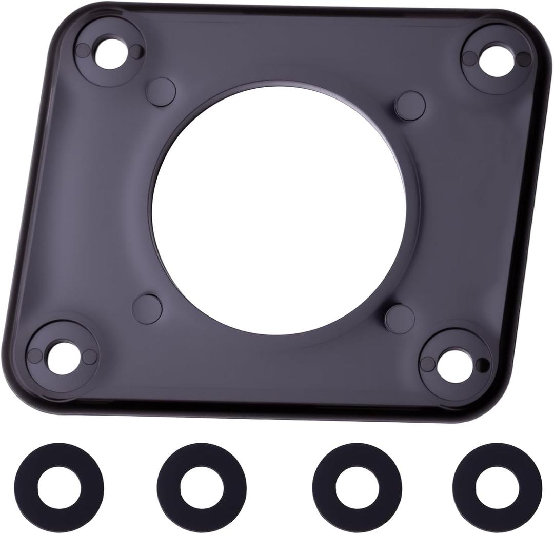 Charger Port Adapter Plate 4-Holes Fit for EZGO TXT36 36V Golf Cart 120V Plug On-Board Charging Systems for Lithium Battery Conversion Kit Golf Cart Accessories Contains 4Pcs Gasket Black