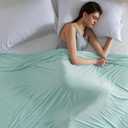 Bedsure Cooling Blanket for Hot Sleepers - Cold Blanket Queen Size for Sleeping, Ice Summer Cool Bedding with Rayon Derived from Bamboo, Lightweight Arc-Chill Thin Room Bed Cooling Essentials, 90x90 Green