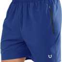 NORTHYARD Men's Athletic Running Shorts Quick Dry Lightweight Zip Pockets | 5", 7", 9" Inseam, Unlined, Adjustable Waist, Moisture Wicking, 4-Way Stretch, UPF 50+, Workout Gym Tennis Basketball Hiking (Blue, XXXL)
