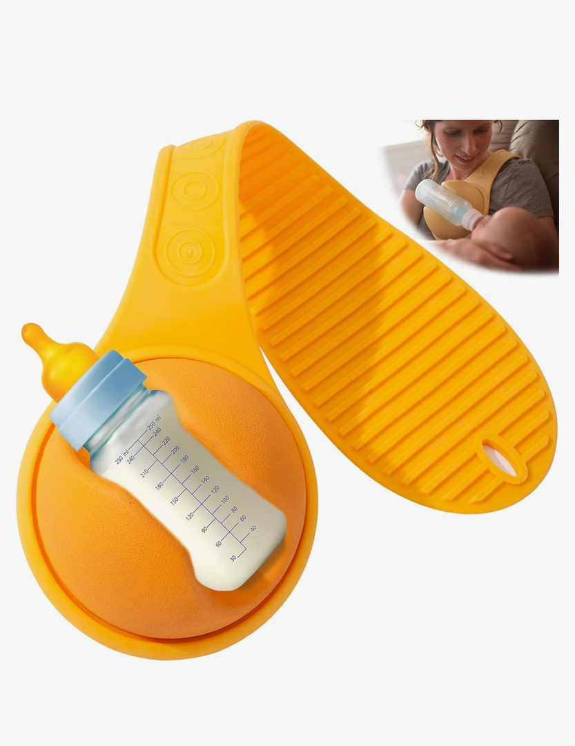 Baby Bottle Holder Hands Free, Hands Free Bottle Holder for Dad Anti-Shedding and Anti-Slip Suitable for Most Bottle Sizes-Free Hand Bottle Holder (Orange)
