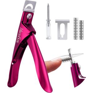 MelodySusie Acrylic Nail Clippers with 15pcs Magnet Sizers, Professional Nail Clippers Cutters for Long Acrylic Gel Nails Tips, Adjustable Stainless Nail Trimmer, Manicure Tool for Salon Home, Plum