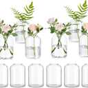 Glasseam Glass Bud Vases for Centerpieces: Clear Small Flower Vase Decor Bulk Set of 12 Simple Modern Decorative Vases for Flowers Mini Candle Vase Wedding Centerpiece for Dining Table Decorations