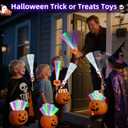 6 Pack Halloween Glow Sticks Fiber Optic Wands Light Up Toys, Glow in the Dark 3 Design Pumpkin, Skull & Ghost Wand with Flashing Modes, Halloween Party Favor for Kids, Trick or Treat,Goodie Bag Gifts