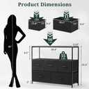 TV Stand, 5 Fabric Drawers Dresser Entertainment Center for TV up to 45 inch Wooden Media Console Table Storage Organizer with Open Shelf, for Living Room, Bedroom, or Small Space, Black
