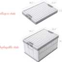 Collapsible Storage Bins with Lids 30L, Folding Plastic Stackable Utility Crates 2-Pack, Durable Containers for Home & Garage Organization - Oyster White