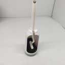 HAMITOR Toilet Bowl Brush Holder Set: Bathroom Deep Cleaning Toilet Cleaner Scrubber Under Rim with Curved Bristle for Dead Corner Clean - Hidden Rv Toilet Decorative Accessories with Caddy- White (1 pack)