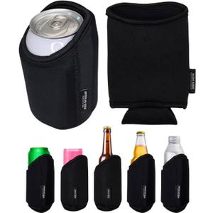 TahoeBay Universal Blank Can Coolers (8-Pack) Neoprene 4 in 1 Insulated Sleeves Fits 12 oz Beer Cans and Bottles, Slim, 16oz Drinks, Water, Blanks for Sublimation, Vinyl, DTF (Black/Black)