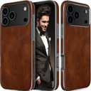 LOHASIC for iPhone 17 Pro Case, Luxury Business Leather Slim Phone Back Cover with Soft Microfiber Lining Cases for iPhone 17 Pro 6.3 inch 2025 New, Brown