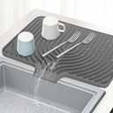 GUUKIN Silicone Dish Drying Mat, 17.7" x 11.8 " Drying Matt Kitchen Counter, Dish Drying Rack Mat, Easy Clean Pad for Countertop Protection, Multi-Functional Use (Grey) (Gray)