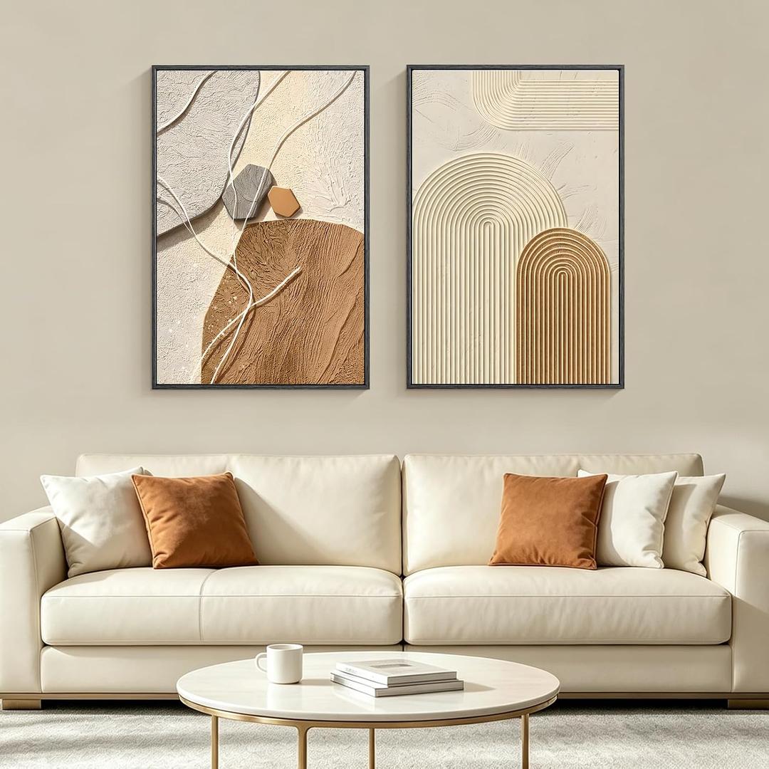 HISPACE Framed Canvas Wall Art,Black Frame 2pc(36l*24w In)