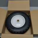 4.80/4.00-8" Wheelbarrow Tire, 16" Flat-Free Solid Tire and Wheel, 3-6" Centered Hub, 5/8" & 3/4" Bearing, For Broadcast Spreader Garden Wagon Cart Trolley Dolly (1 Pack)