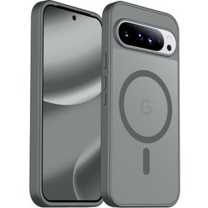 SPIDERCASE Magnetic for Google Pixel 10 Pro XL Case, Military Grade Drop Protection Slim Translucent Matte Shockproof Anti-Fingerprint Phone Case for Pixel 10 Pro XL,Gray
