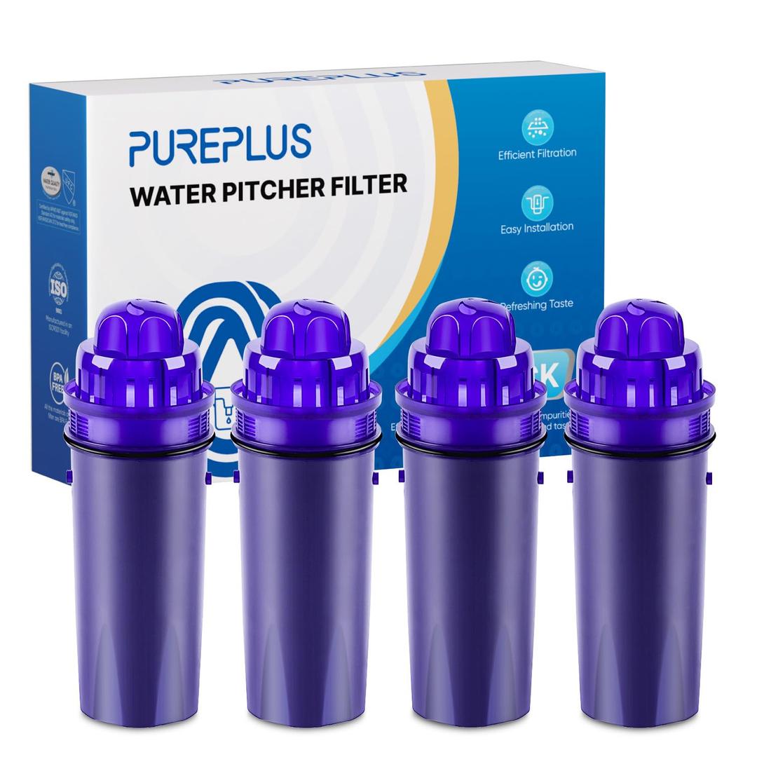 PUREPLUS CRF950Z Pitcher Water Filter Replacement for Pur PPF900Z, PPF951K, PPT700W, CR-1100C, DS-1800Z, CR-6000C, PPT711W, PPT711, PPT710W, PPT111W, PPT111R and All PUR Pitchers and Dispensers, 4PACK