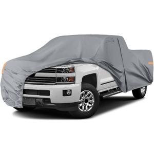 Waterproof Truck Cover Compatible with Chevy Silverado & GMC Sierra 1500/2500/3500 Crew Cab 6.6Ft, 10 Layers Truck Covers with Inner Cotton and Windproof Bands, Zipper Door for Snow Rain Protection