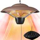 Outdoor Patio Heater, 1500W Electric Hanging Patio Heater, Ceiling Mounted Heater for Balcony, Infrared Heater for Courtyard, Garage, Patio, Overheat & Tip-Over Protection, IP34 Waterproof, Brown