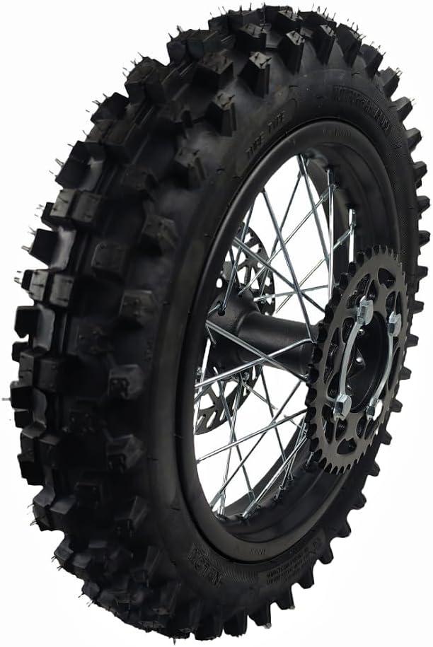 16 "Rear Wheel Rim Tire Assembly for Dirt Bike 90/100-16 15mm axle Rear Wheel Rim Tire Fits 50cc-125cc dirt bike TTR SSR CRF Apollo Includes brake disc and sprocket