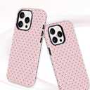 Jusy Compatible with MagSafe Polka Dot Case for iPhone 14 Pro Max, Cute Aesthetic Polka Dots Magnetic Phone Case, Soft TPU and Hard PC Protective Phone Cover for Women GirlsMatte - Pink