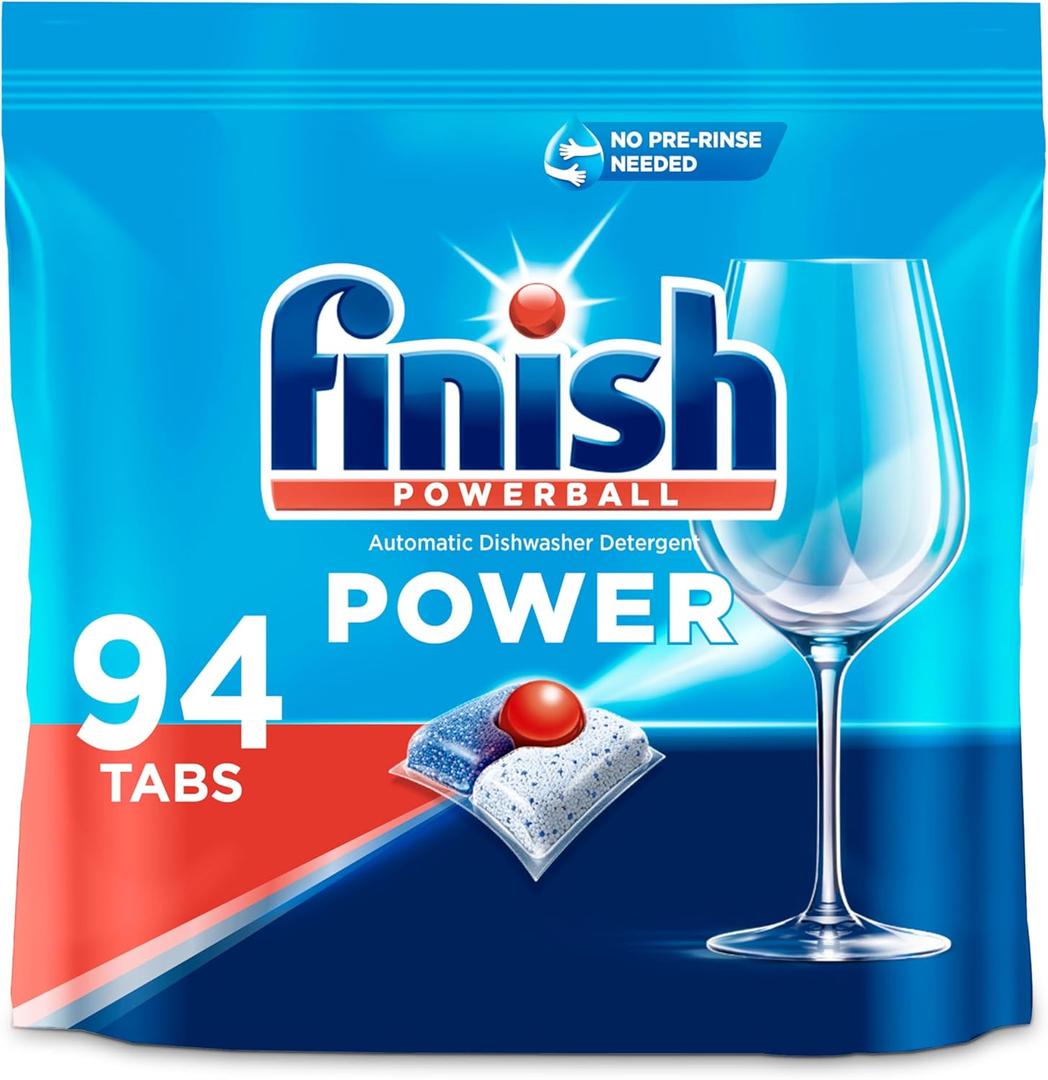 Finish Power Dishwasher Pod, No Pre-Rinse Dishwasher Detergent, Dishwasher Tabs For Deep Clean & Shine with Degreasing Power, 94 Count