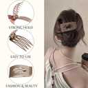 8 Pack Neutral Flat Hair Clips for Women Large Glossy No-Slip Rectangle Claw Clips Thick & Thin Hair in Black, Blonde and Brown, Strong Hold Square Hair Accessories for Work or Daily Wear