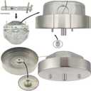 EIFHYT Canopy Kit for Chandelier, 5 1/8 Ceiling Lighting Modern Steel Canopy Kit Light Fixture Cover Plate, Hook & Cord Holder for Pendant Lighting Fixtures (Brushed Nickel)