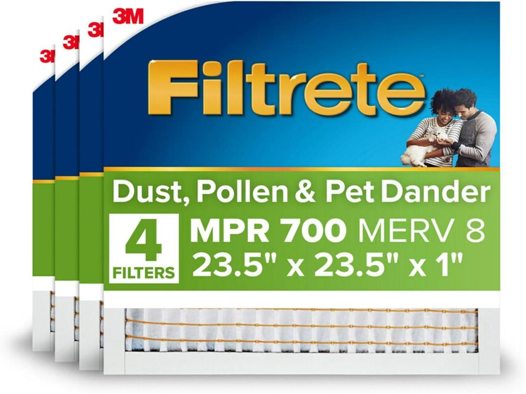 Filtrete 23.5x23.5x1 in. Air Filter, MERV 8, MPR 700, 4 HVAC Filters