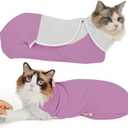 Self-Adhesive Cat Grooming Wrap, Cozy Cat Wrap for Cutting Nails, Breathable Anti-Scratch Cats Swaddle Bag for Brushing, Ear Cleaning, Dental Care, Medication, Injections, Pinkish Purple, Small