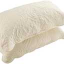 BOSOWOS Quilted Pillow Shams Set of 2, Decorative Microfiber Standard Size Bed Pillow Shams, Soft Breathable Pillow Covers with Envelope Closure (Light Yellow, 20 x 26 Inch)
